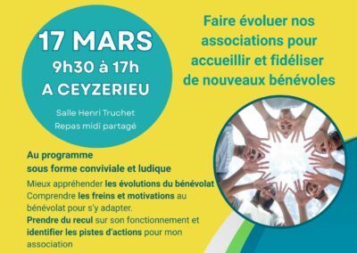 Journée de formation et d’échanges : Le bénévolat aujourd’hui – 17 MARS à Ceyzérieu