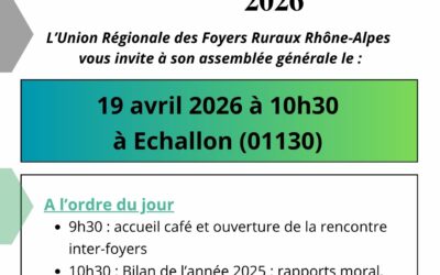 Invitation à l’Assemblée Générale de l’Union Régionale le 19 avril 2026